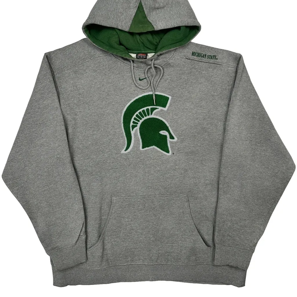 Michigan State Nike College Hoodie - XL Grey Cotton Blend - Image 4