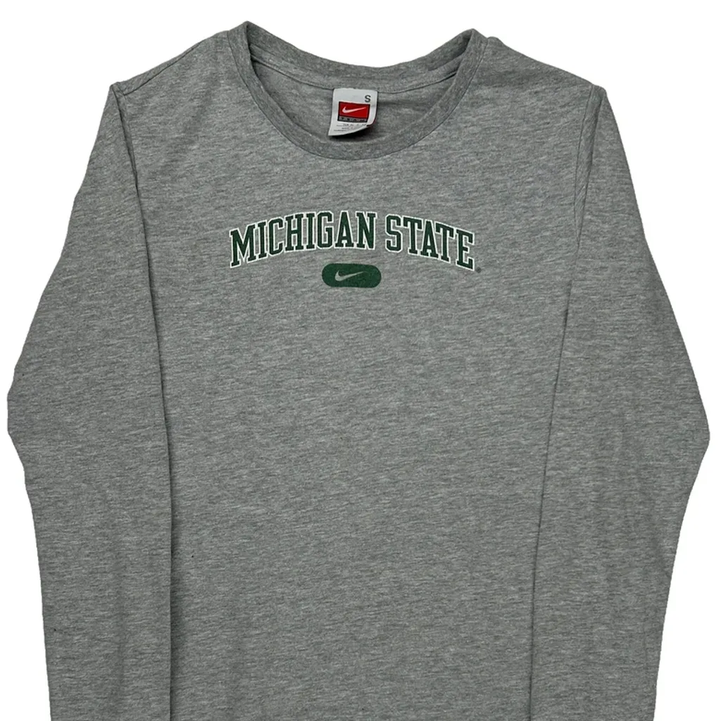 Michigan State Nike College Long Sleeve T-Shirt - Small Gray Cotton - Image 4
