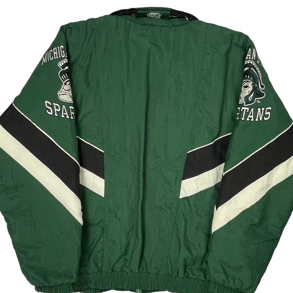 Michigan State Spartans Starter College Jacket - XL Green Nylon - Image 6