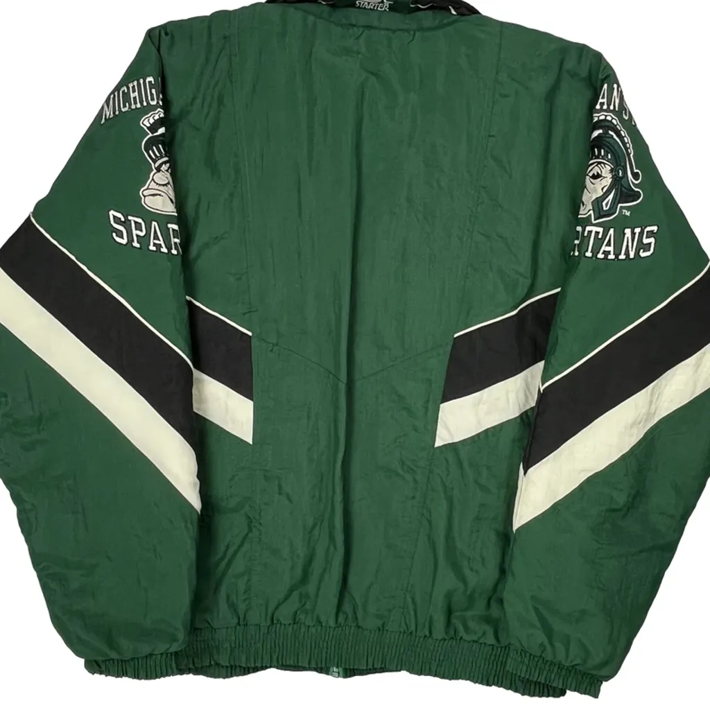 Michigan State Spartans Starter College Jacket - XL Green Nylon - Image 7