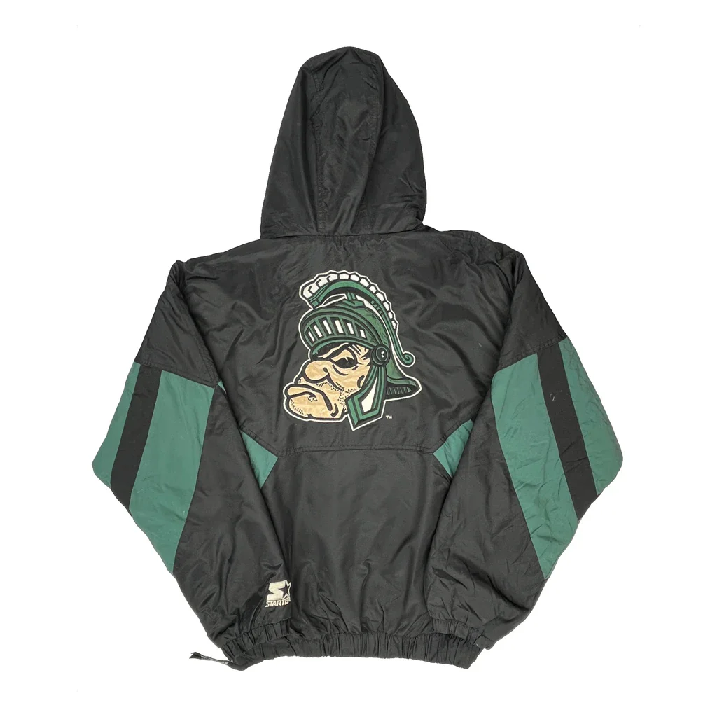 Michigan State Starter College Jacket - Large Black Nylon - Image 2