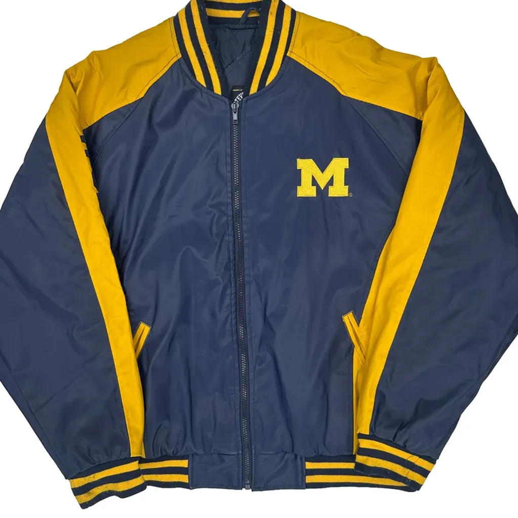 Michigan Wolverines Steve And Barrys College Varsity Jacket - Large Blue Polyester - Image 4