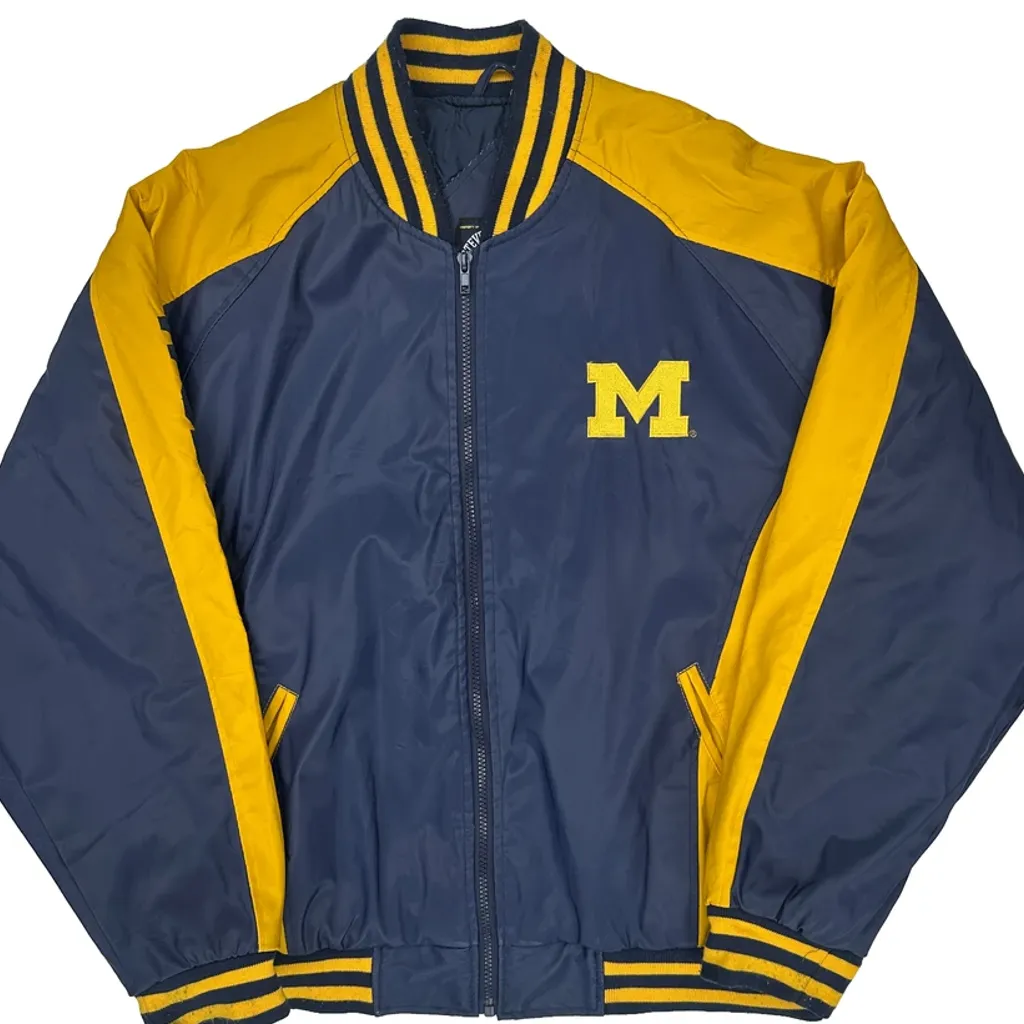 Michigan Wolverines Steve And Barrys College Varsity Jacket - Large Blue Polyester - Image 5