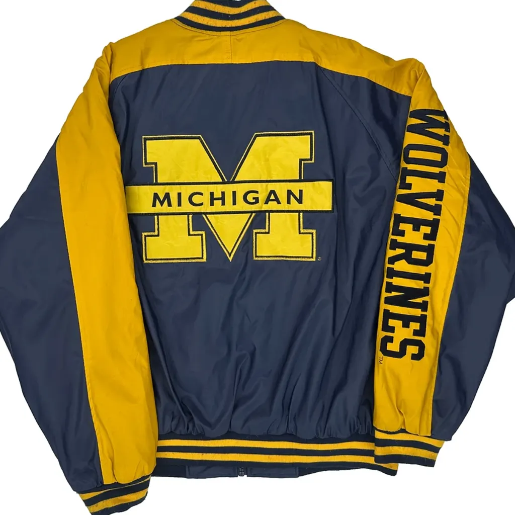 Michigan Wolverines Steve And Barrys College Varsity Jacket - Large Blue Polyester - Image 6