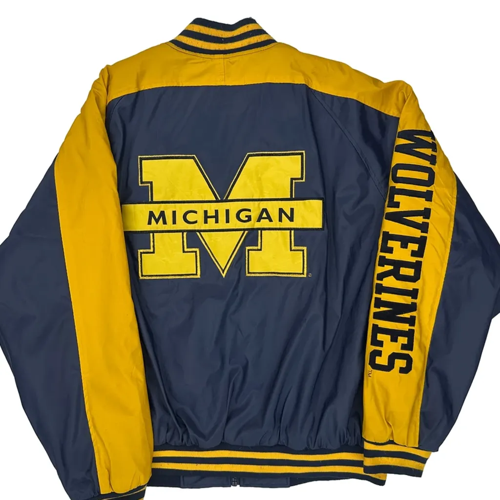 Michigan Wolverines Steve And Barrys College Varsity Jacket - Large Blue Polyester - Image 7