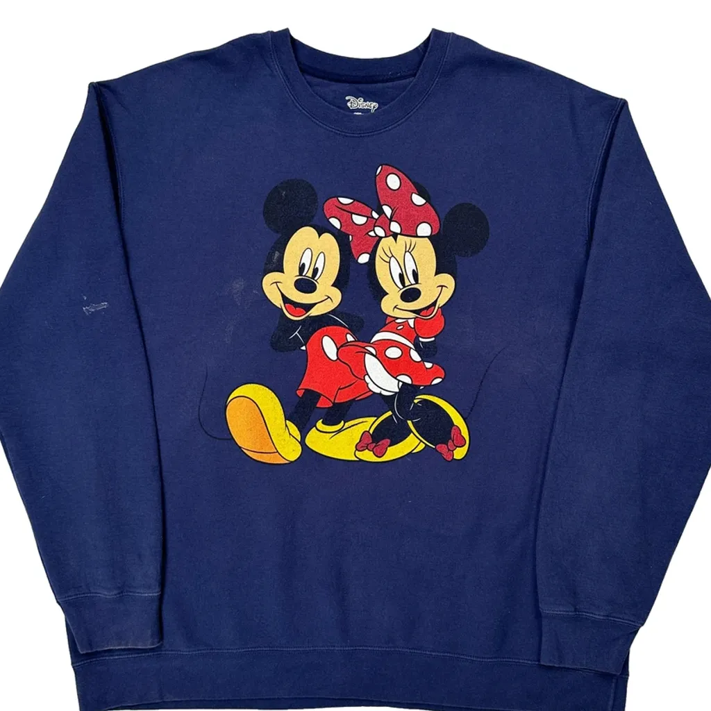 Mickey And Minnie Mouse Disney Cartoon Sweatshirt - XL Blue Cotton - Image 5