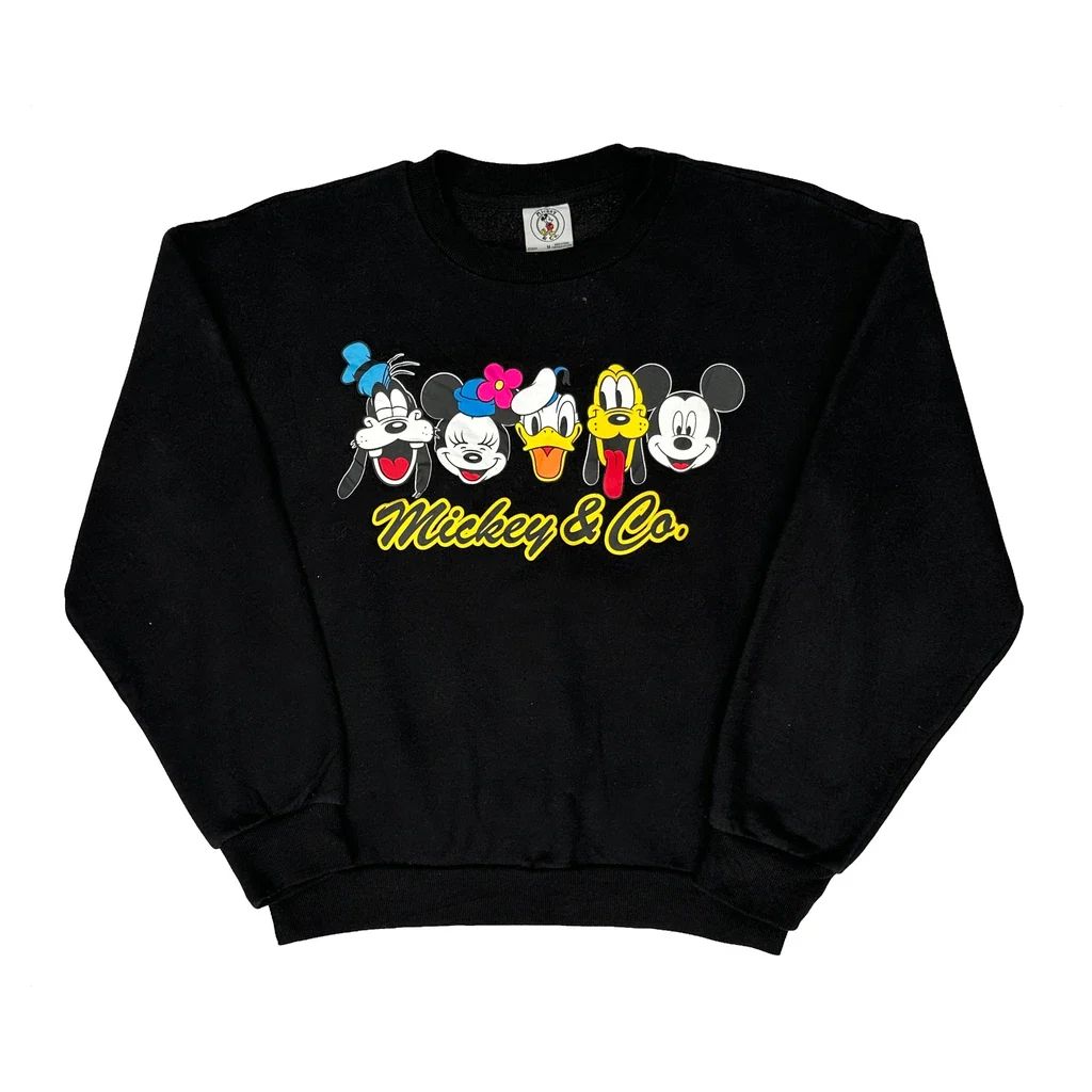 Mickey & Co. Cartoon Sweatshirt - Medium Black Cotton