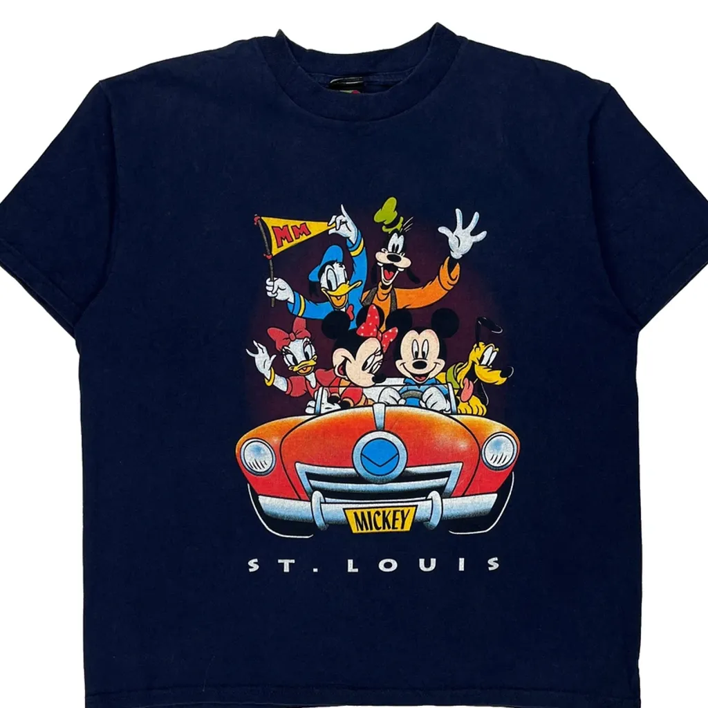 Mickey Mouse And Friends In Car Mickey Unlimited Cartoon T-Shirt - XL Navy Cotton - Image 4