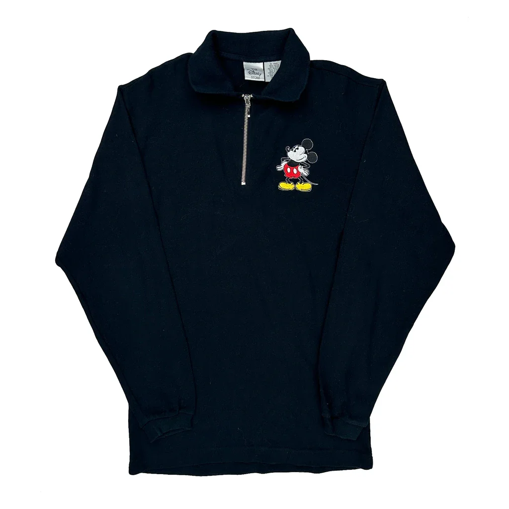 Mickey Mouse Disney Cartoon 1/4 Zip - Small Black Cotton