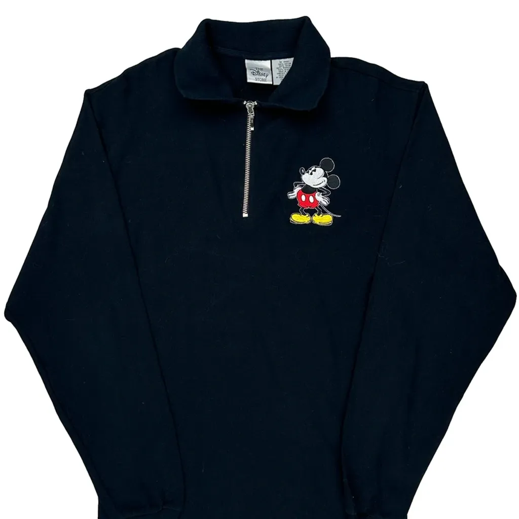 Mickey Mouse Disney Cartoon 1/4 Zip - Small Black Cotton - Image 4