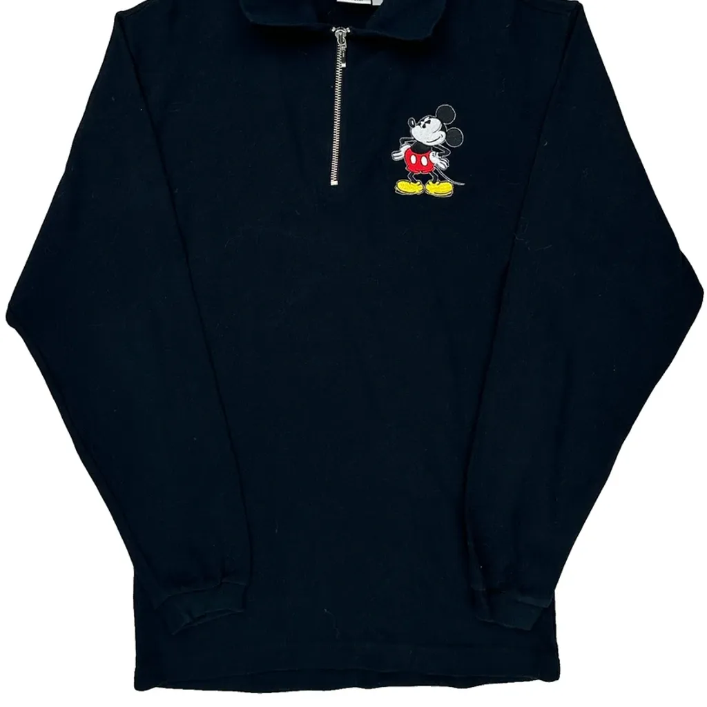 Mickey Mouse Disney Cartoon 1/4 Zip - Small Black Cotton - Image 5