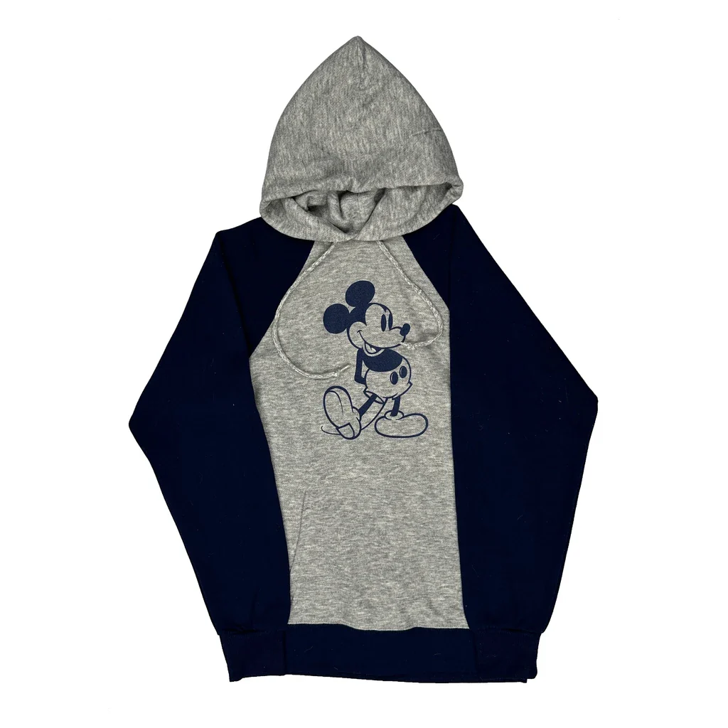 Mickey Mouse Disney Raglan Cartoon Hoodie - Small Grey Acrylic