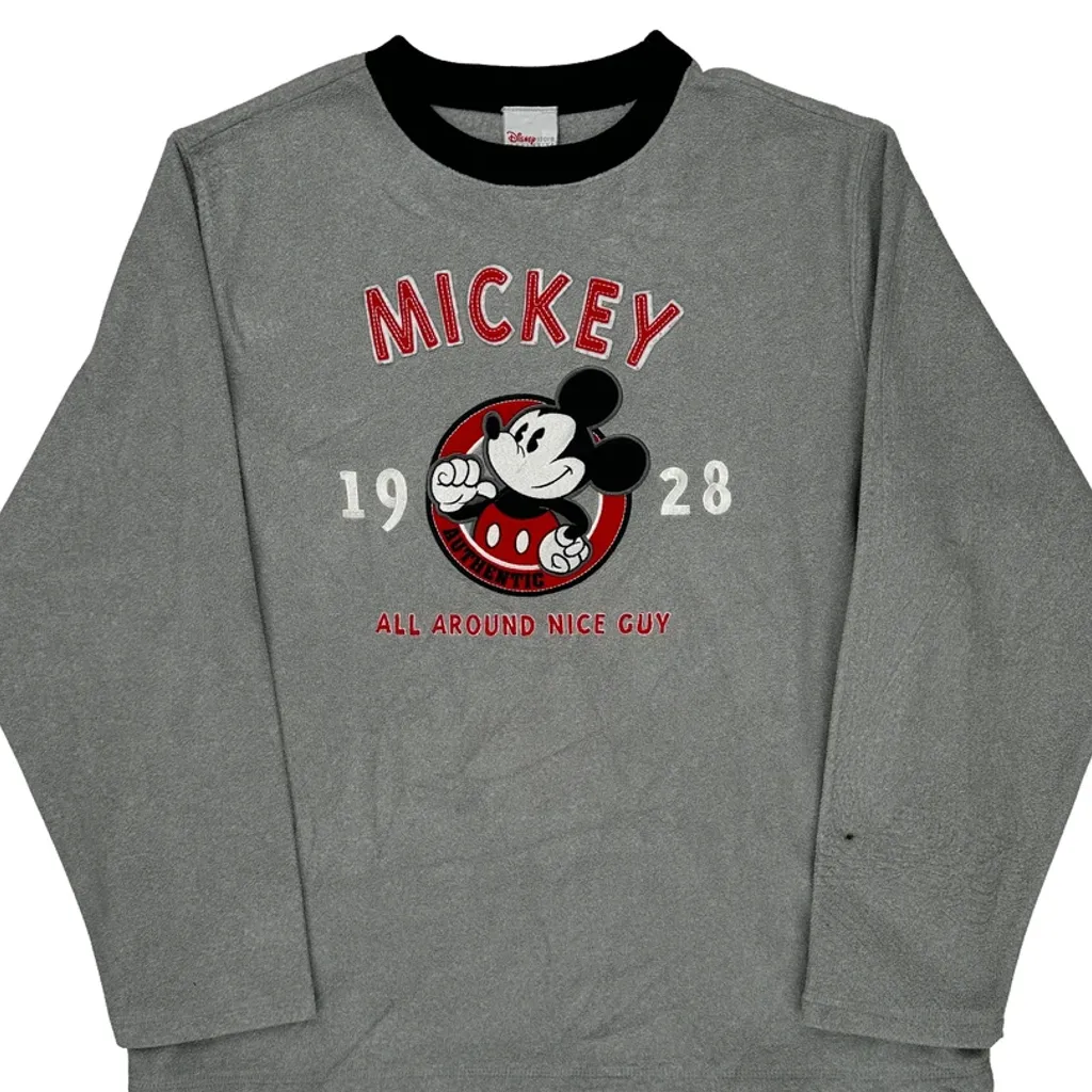 Mickey Mouse Disney Cartoon Long Sleeve T-Shirt - Medium Gray Polyester - Image 5