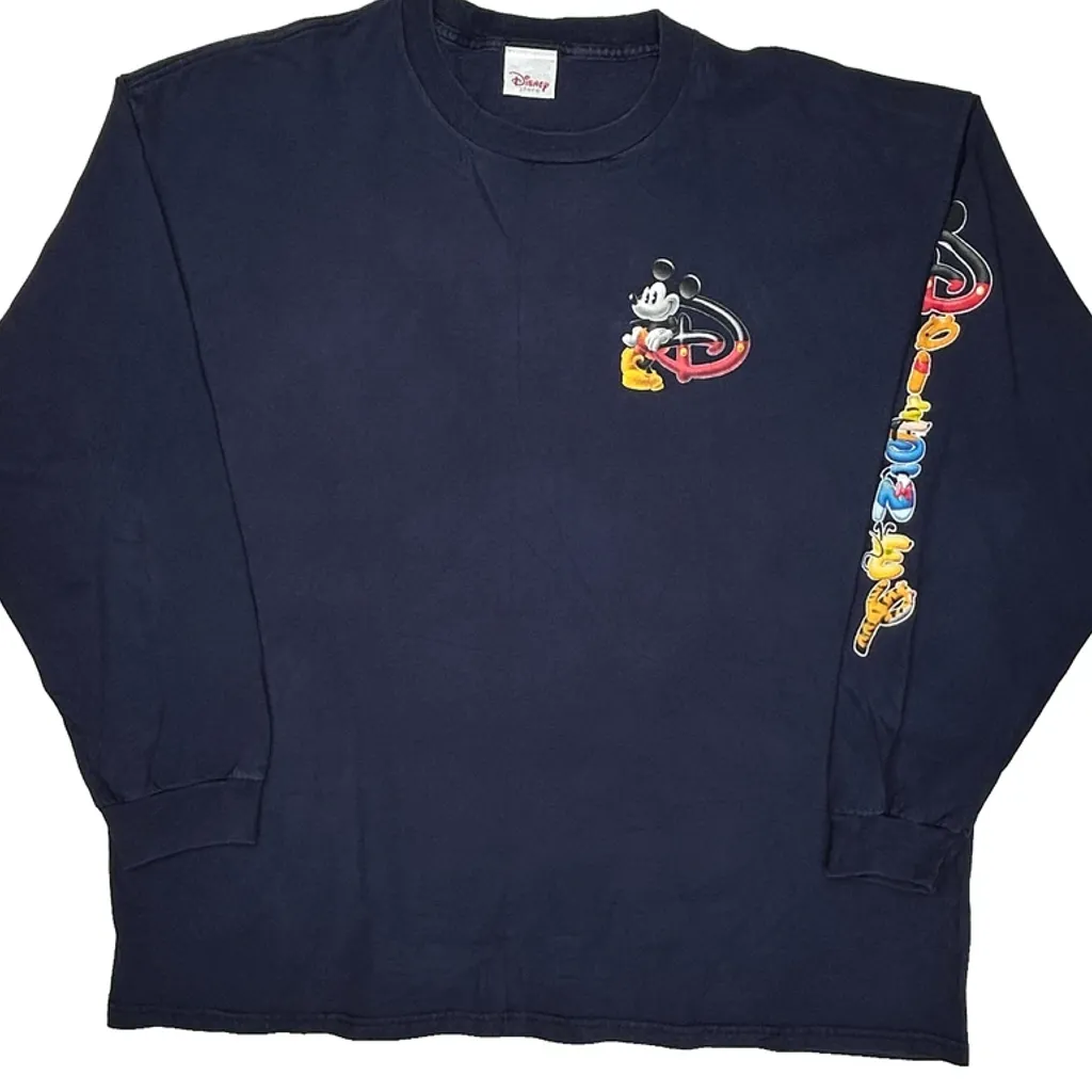 Mickey Mouse Disney Cartoon Long Sleeve T-Shirt - No Size Navy Cotton - Image 5