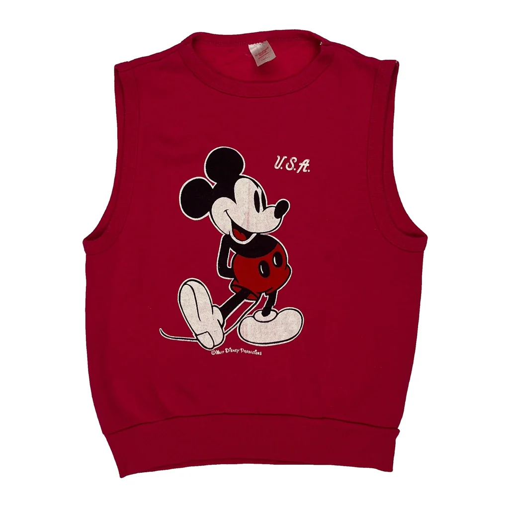 Mickey Mouse Disney Cartoon Sweater Vest - Small Red Acrylic Blend