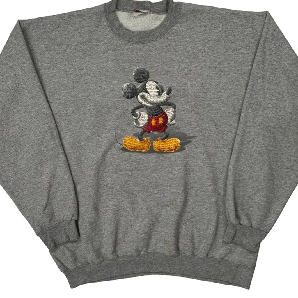 Mickey Mouse Disney Cartoon Sweatshirt - Small Grey Cotton Blend - Image 4
