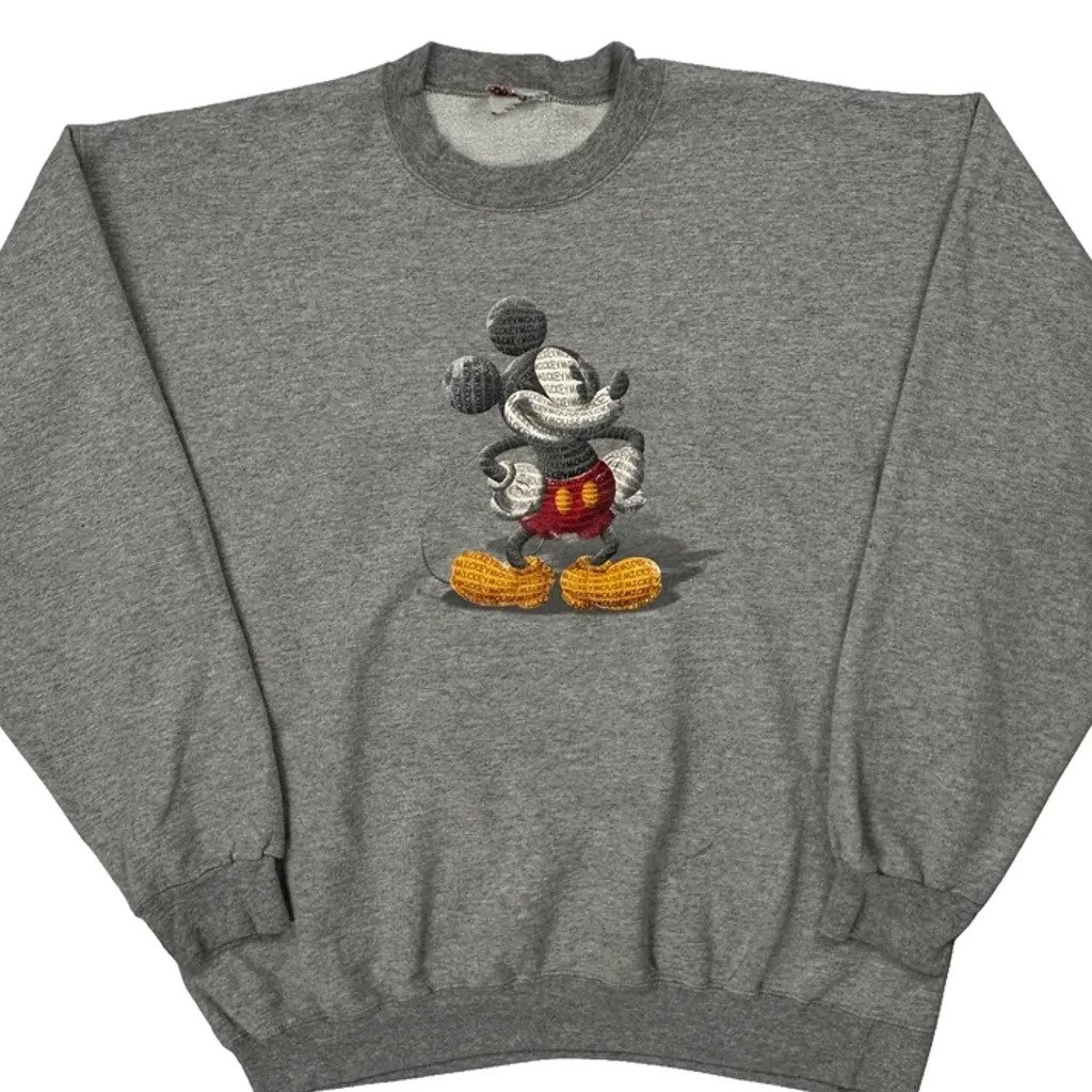 Mickey Mouse Disney Cartoon Sweatshirt - Small Grey Cotton Blend - Image 5