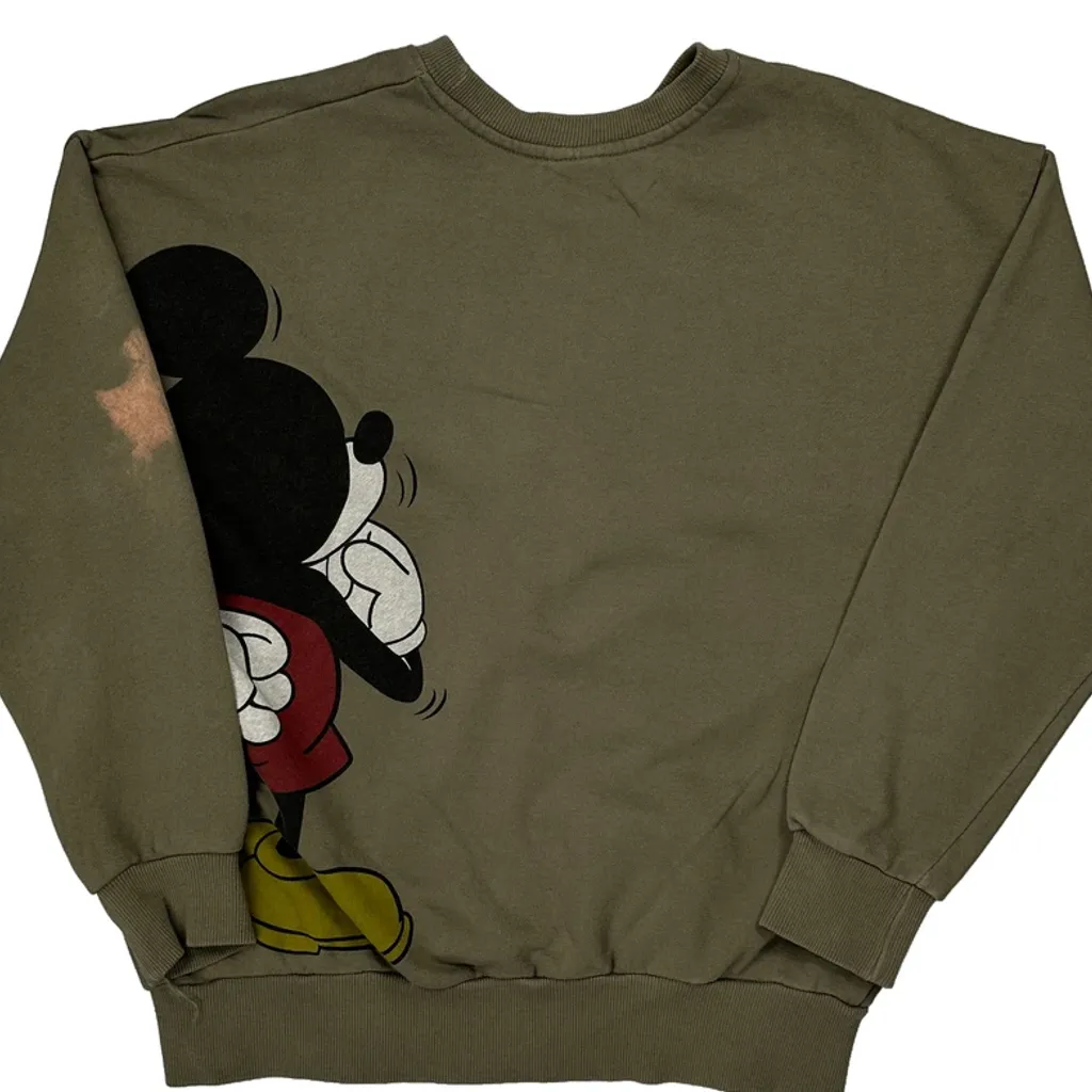 Mickey Mouse Disney Cartoon Sweatshirt - Medium Green Cotton - Image 7