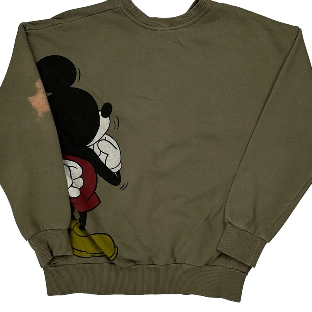 Mickey Mouse Disney Cartoon Sweatshirt - Medium Green Cotton - Image 8