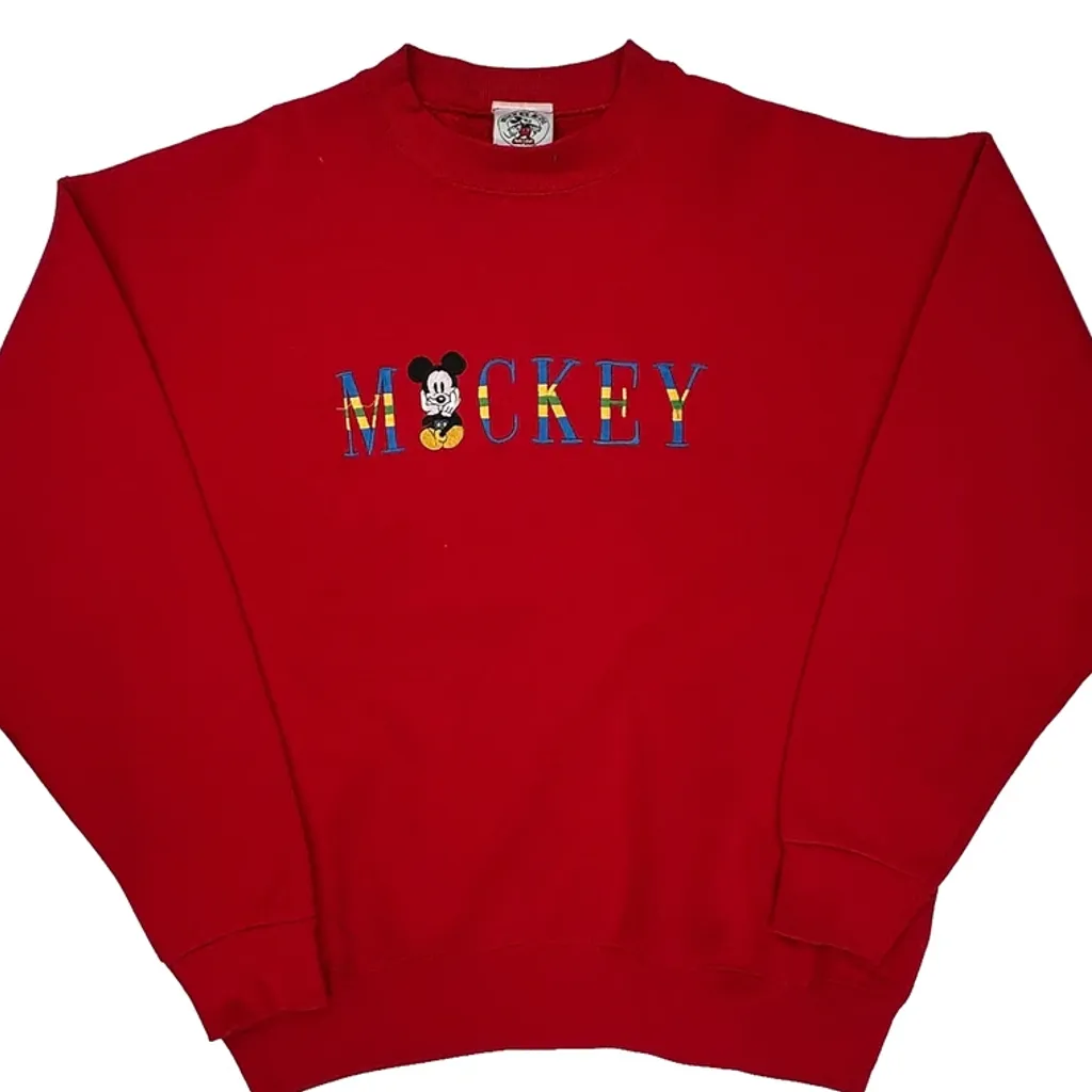 Mickey Mouse Disney Graphic Sweatshirt - Large Red Cotton Blend - Image 4