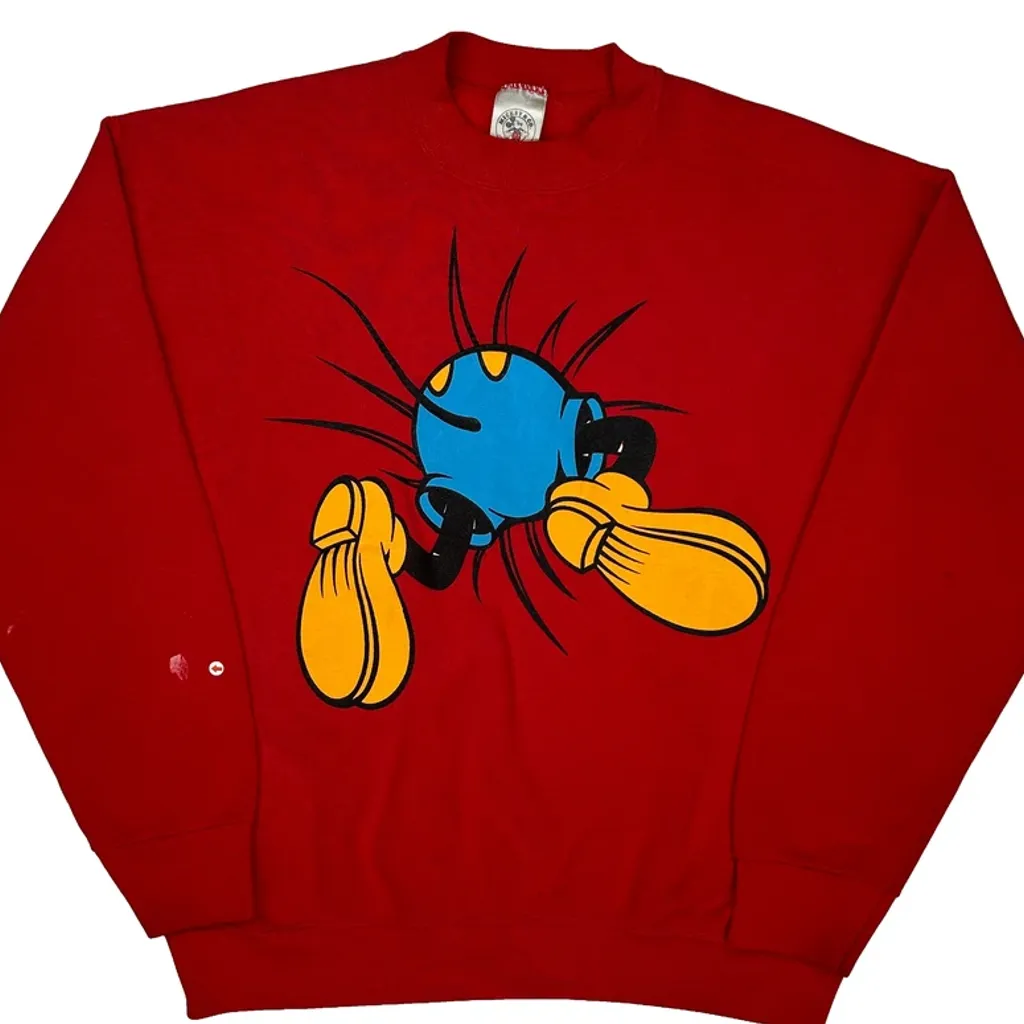 Mickey Mouse Disney Cartoon Sweatshirt - Large Red Cotton Blend - Image 5