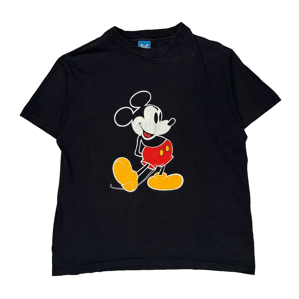 Mickey Mouse Disney Cartoon T-Shirt - XL Black Cotton
