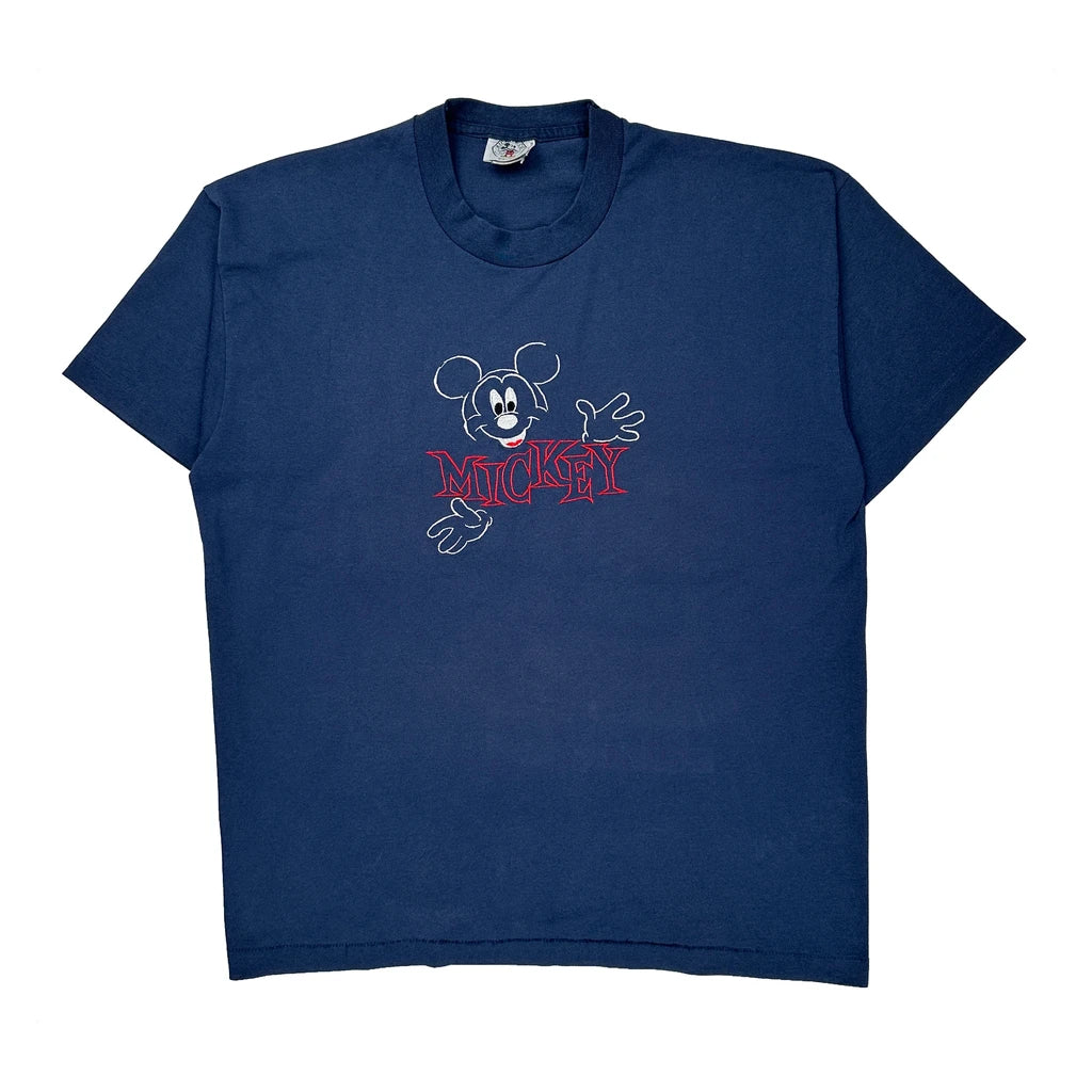 Mickey Mouse Disney Cartoon T-Shirt - XL Blue Polyester Blend