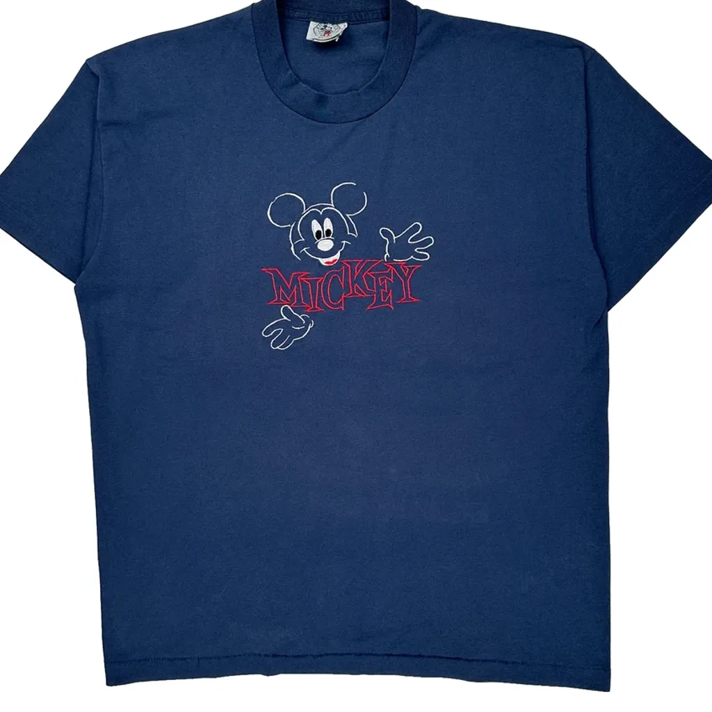 Mickey Mouse Disney Cartoon T-Shirt - XL Blue Polyester Blend - Image 4
