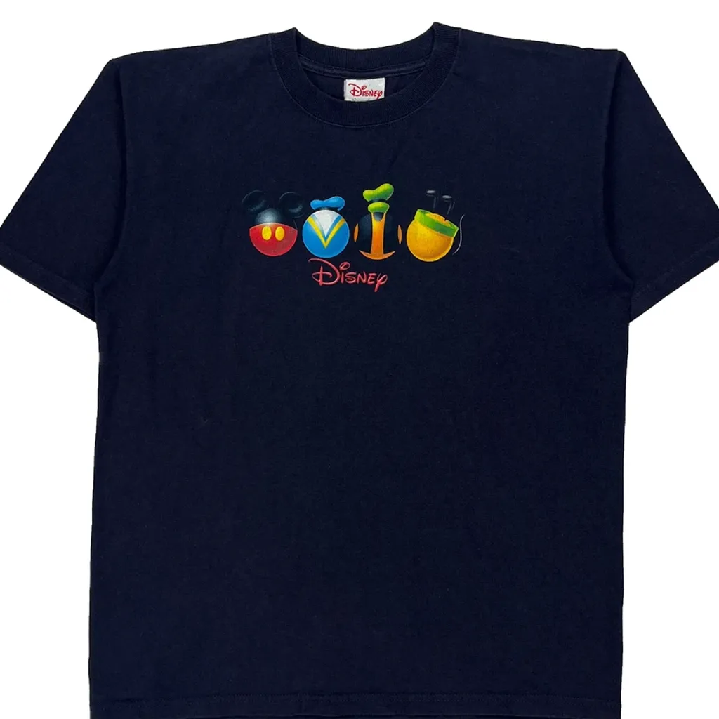 Mickey Mouse Disney Cartoon T-Shirt - Large Navy Cotton - Image 4