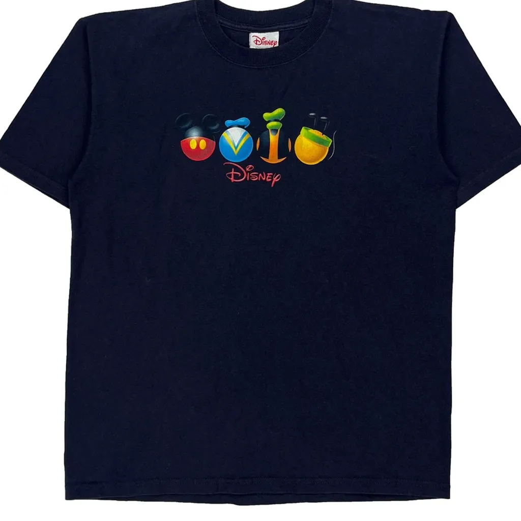 Mickey Mouse Disney Cartoon T-Shirt - Large Navy Cotton - Image 5