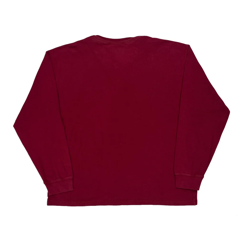 Mickey Mouse Embroidery Disney Cartoon Long Sleeve T-Shirt - XL Red Cotton - Image 2