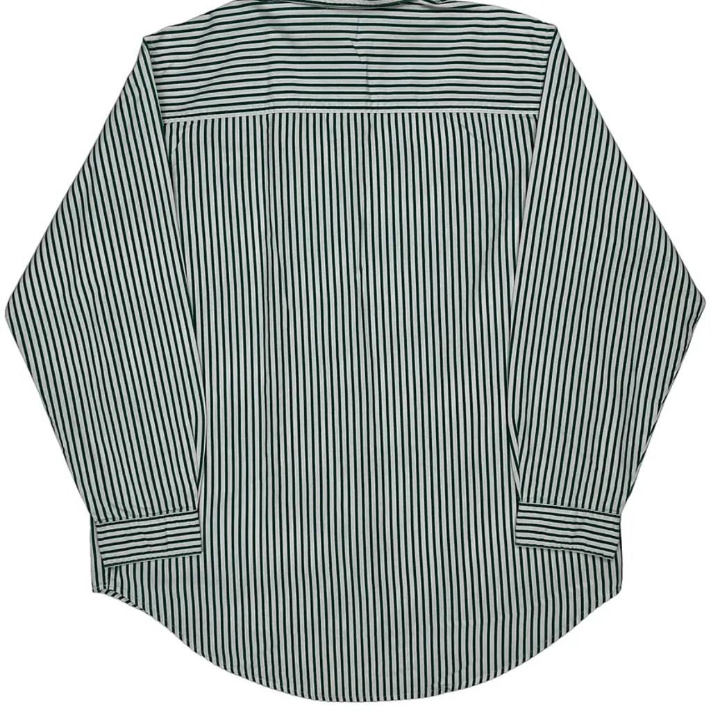 Mickey Mouse Embroidery Mickey Unlimited Striped Shirt - Medium Green Cotton - Image 7