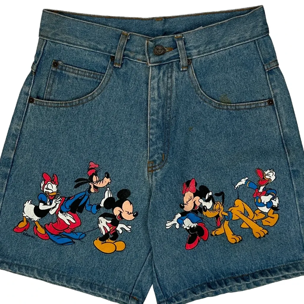 Mickey Mouse Mickey & Co. Cartoon Denim Shorts - 28W UK 8 Blue Denim - Image 10