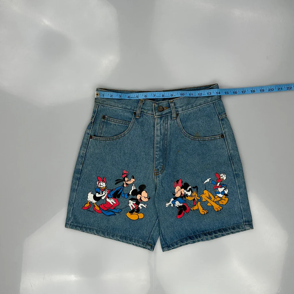 Mickey Mouse Mickey & Co. Cartoon Denim Shorts - 28W UK 8 Blue Denim - Image 3