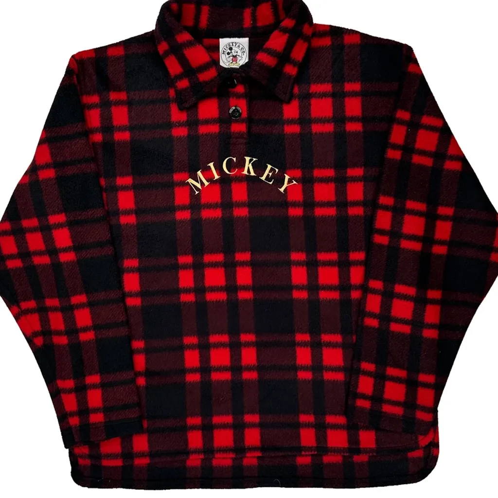 Mickey Mouse Mickey & Co. Checked Flannel Shirt - Large Red Polyester - Image 6