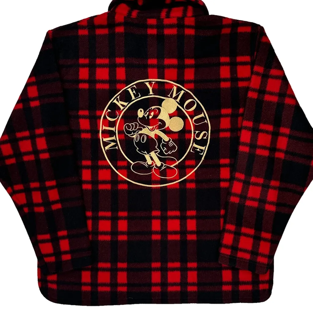 Mickey Mouse Mickey & Co. Checked Flannel Shirt - Large Red Polyester - Image 8