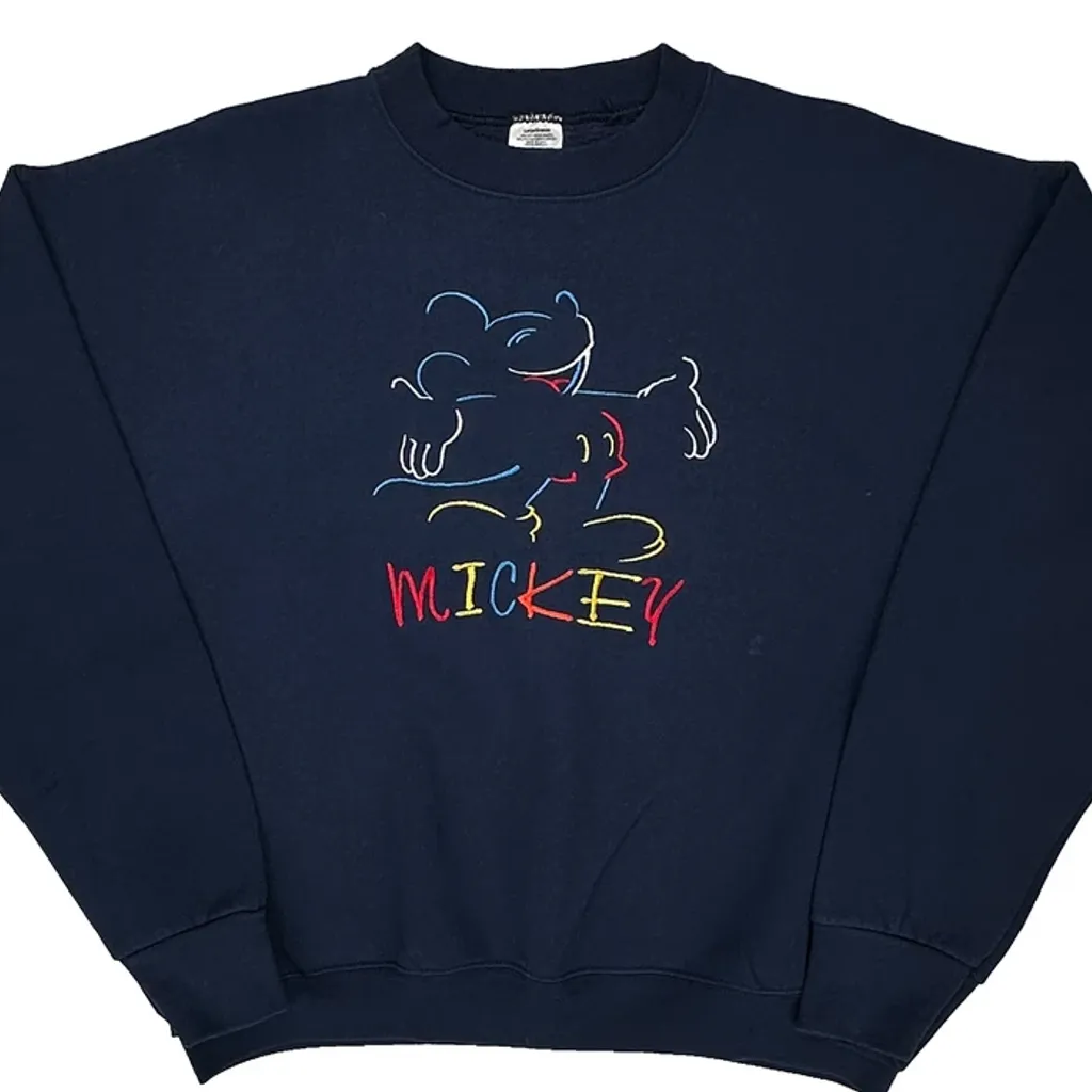 Mickey Mouse Mickey Graphic Sweatshirt - XL Navy Cotton - Image 4