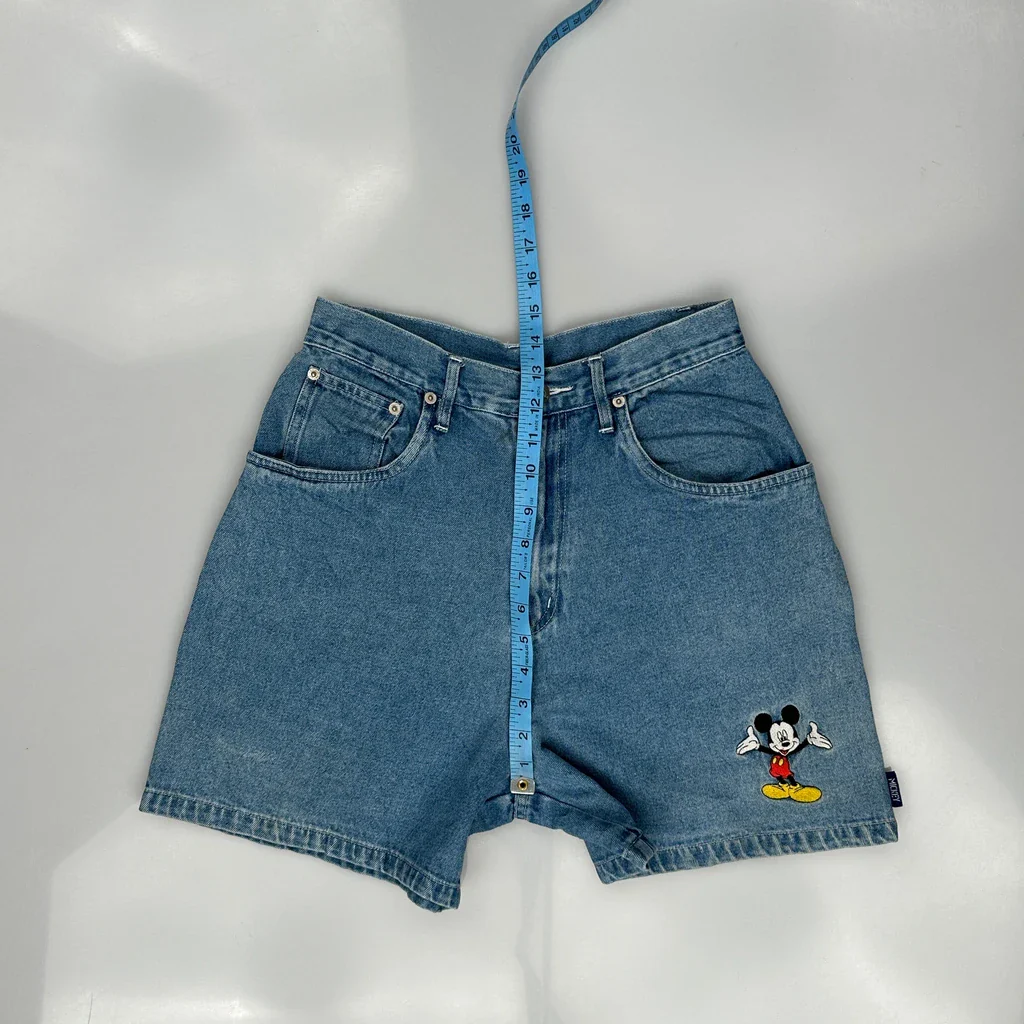 Mickey Mouse Mickey Unlimited Cartoon Denim Shorts - 26W UK 8 Blue Cotton - Image 4