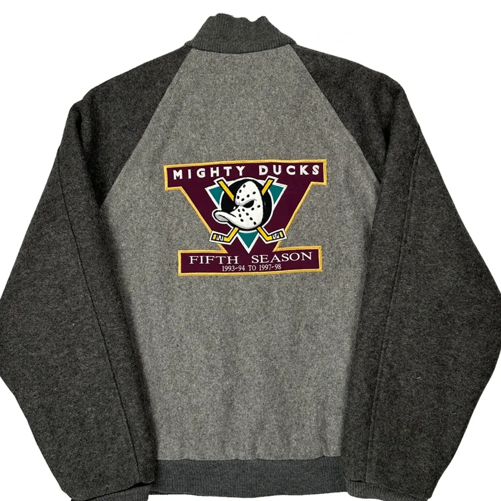 Mighty Ducks Nhl Varsity Jacket - Large Grey Wool Blend - Image 6