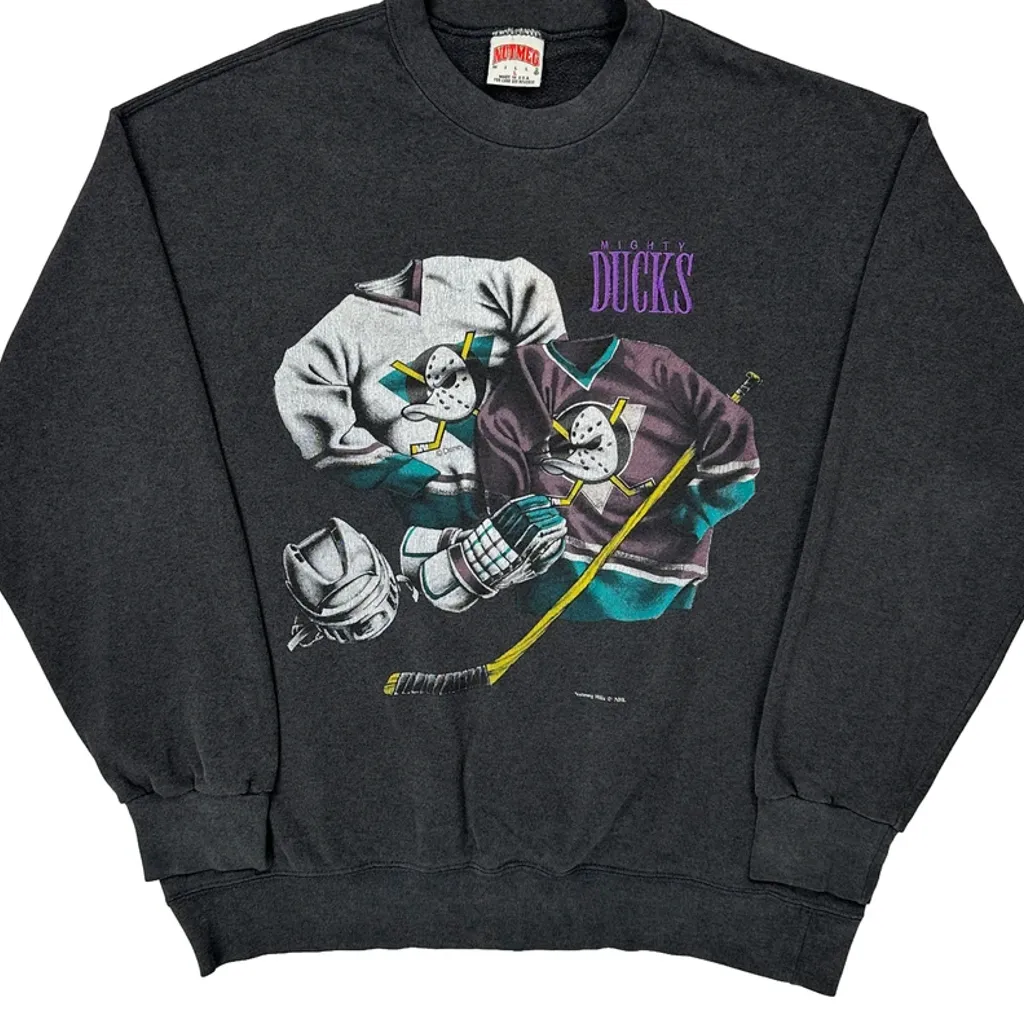 Mighty Ducks Nutmeg Nhl Sweatshirt - Large Grey Cotton - Image 5
