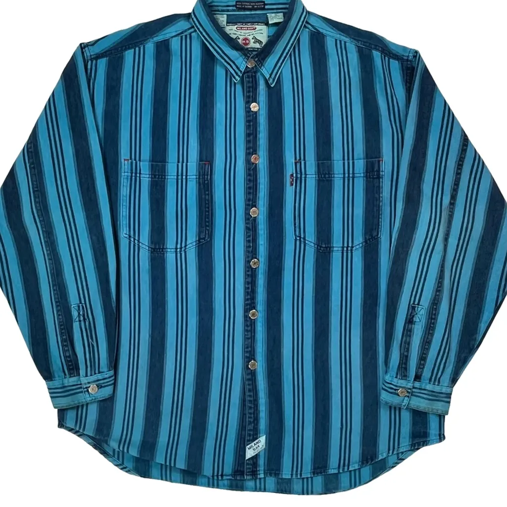 Milano Bay Striped Shirt - XL Blue Cotton - Image 5