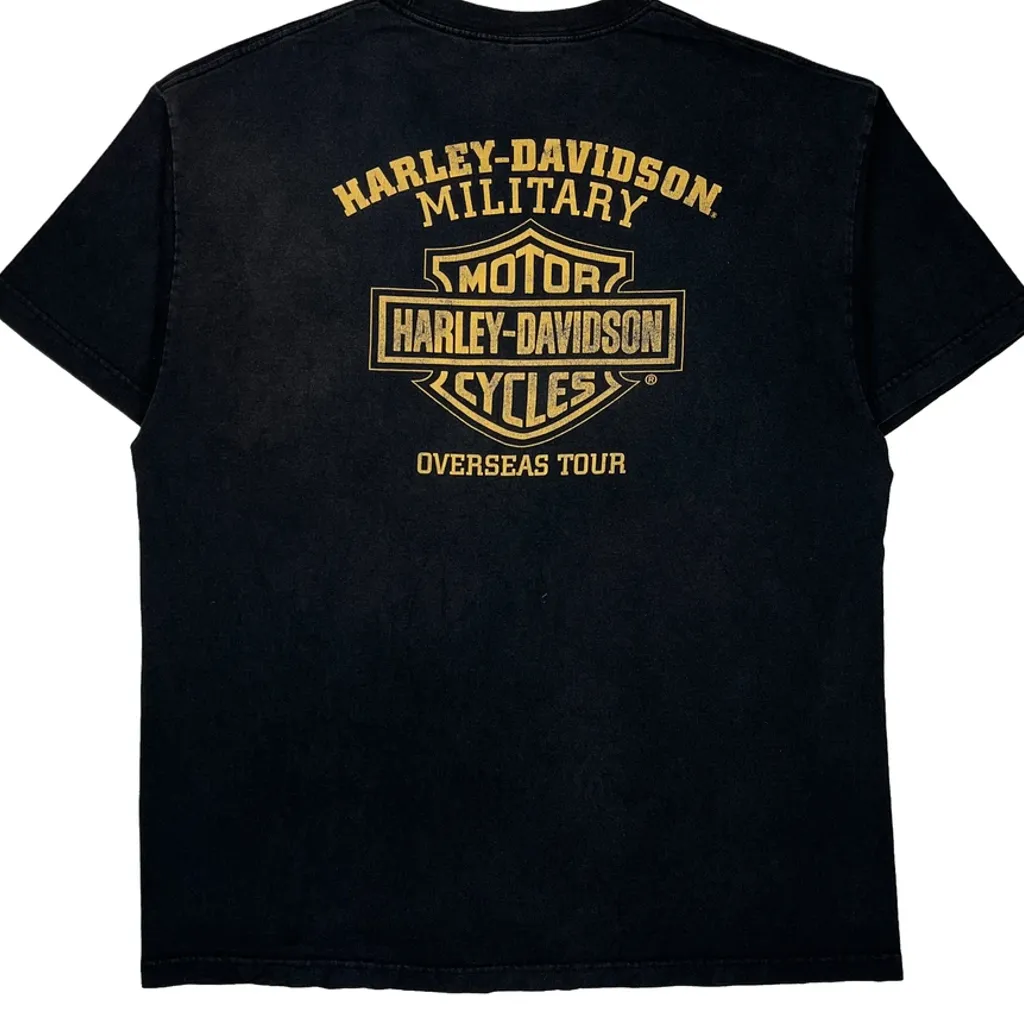 Military Harley Davidson Graphic T-Shirt - Large Black Cotton - Image 7