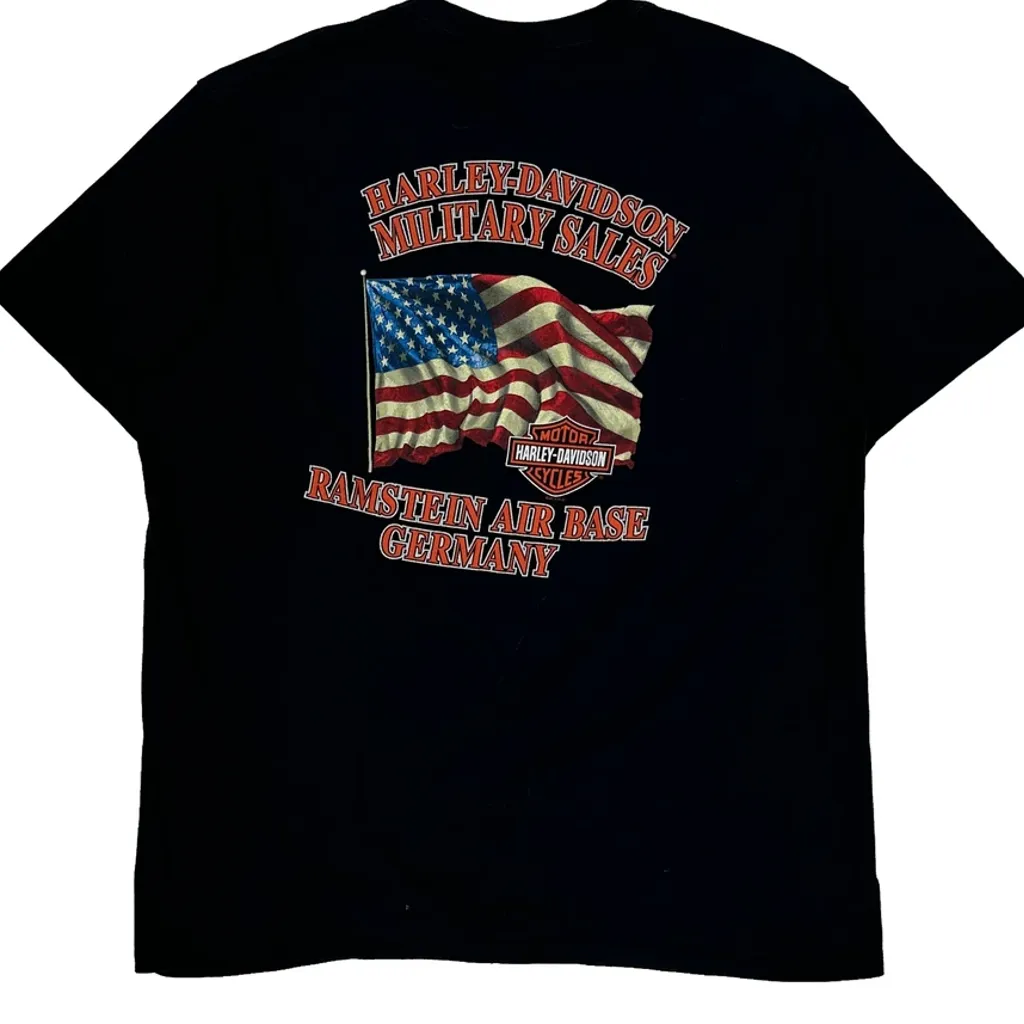 Military Sales Harley Davidson Graphic T-Shirt - Large Black Cotton - Image 6