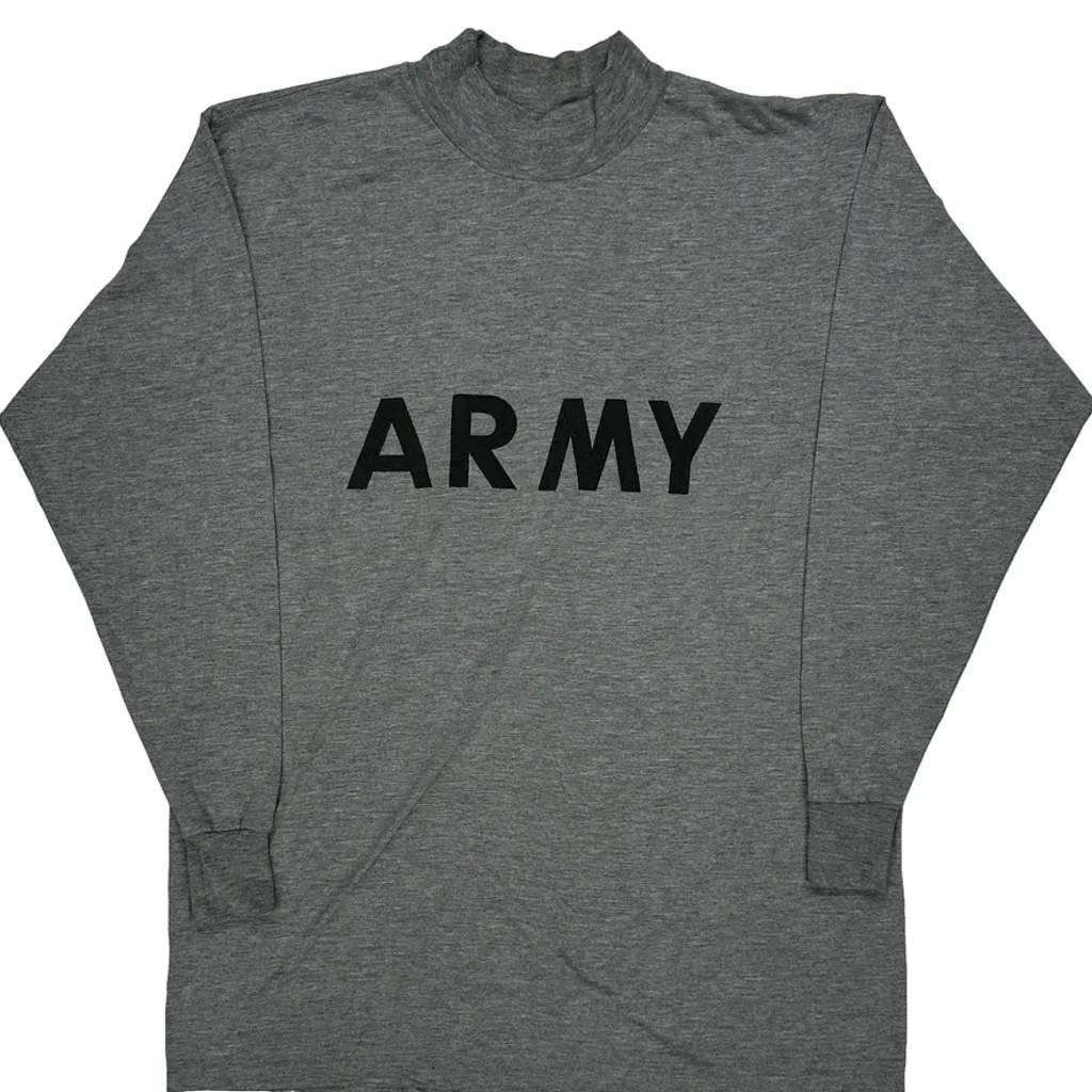 Military U.S. Army Long Sleeve T-Shirt - Large Grey Cotton - Image 5