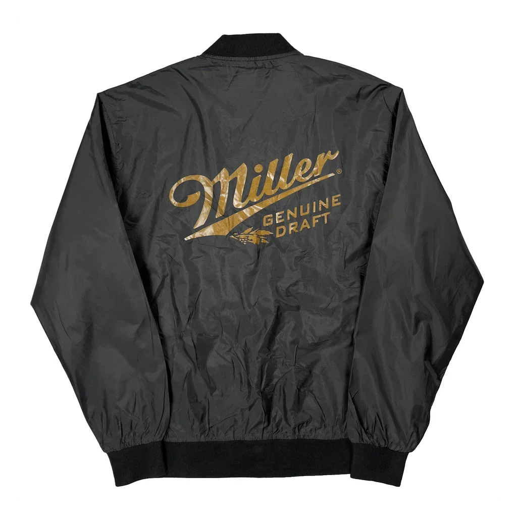 Miller Genuine Draft Brixton Satin Varsity Jacket - Large Black Polyester - Image 2