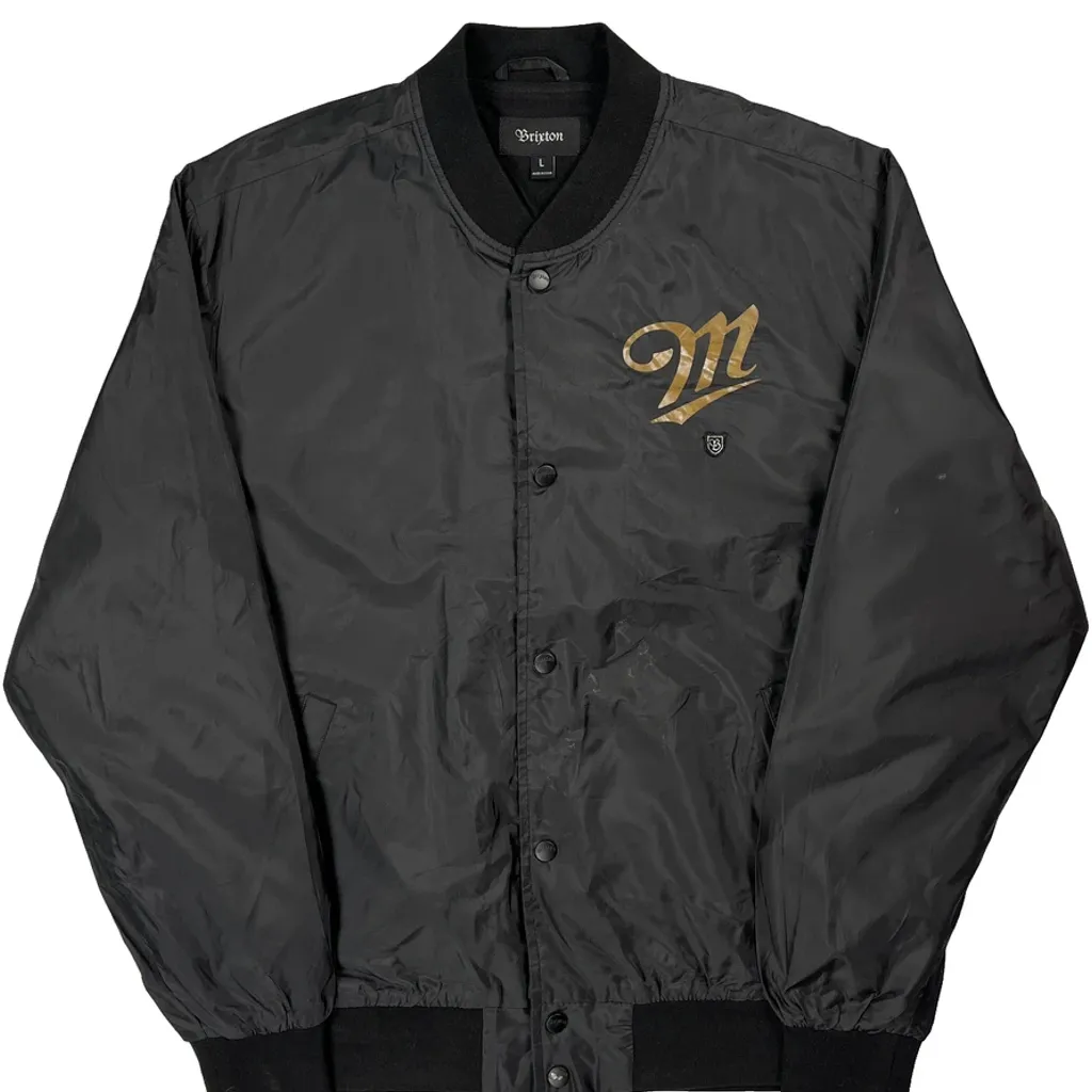 Miller Genuine Draft Brixton Satin Varsity Jacket - Large Black Polyester - Image 4