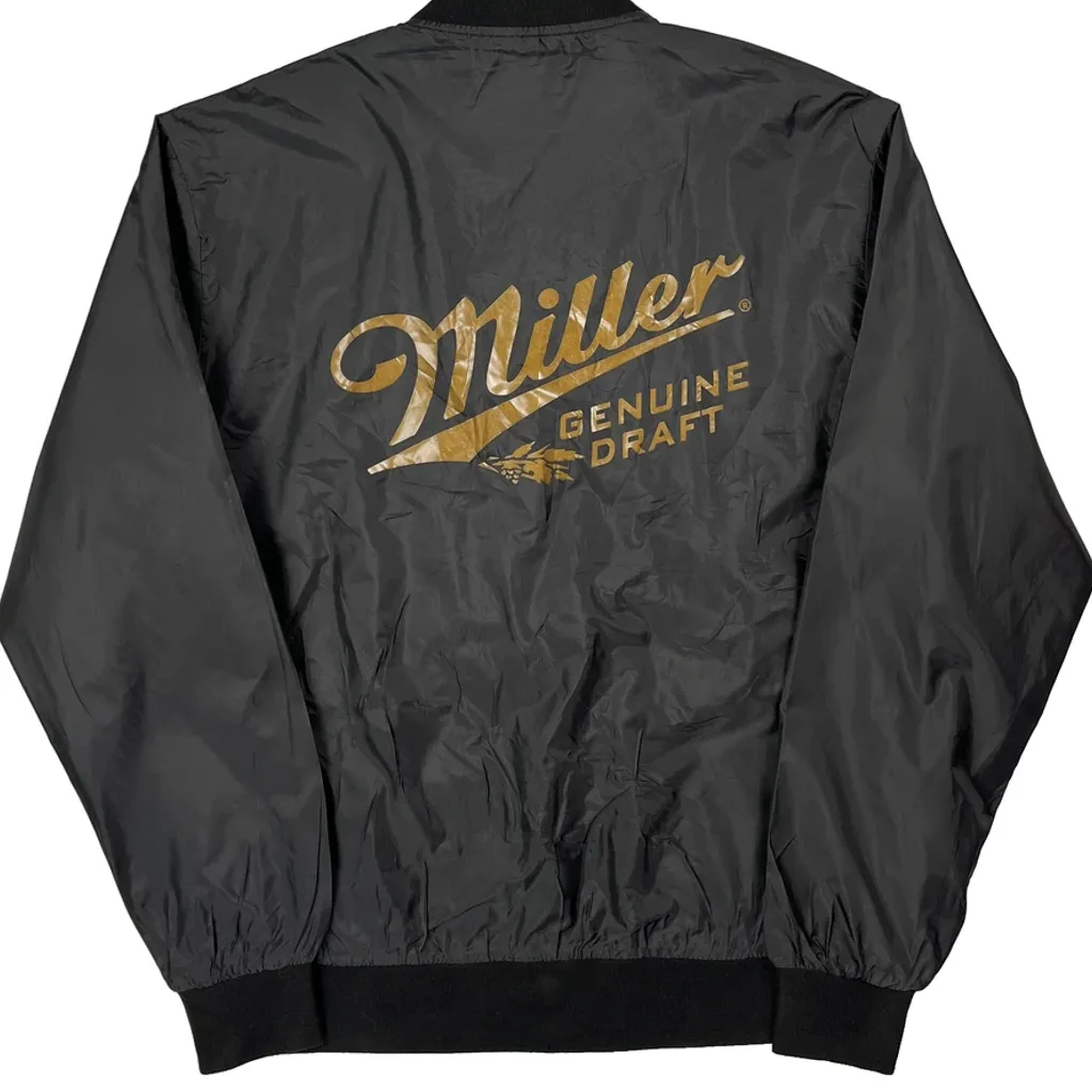 Miller Genuine Draft Brixton Satin Varsity Jacket - Large Black Polyester - Image 6