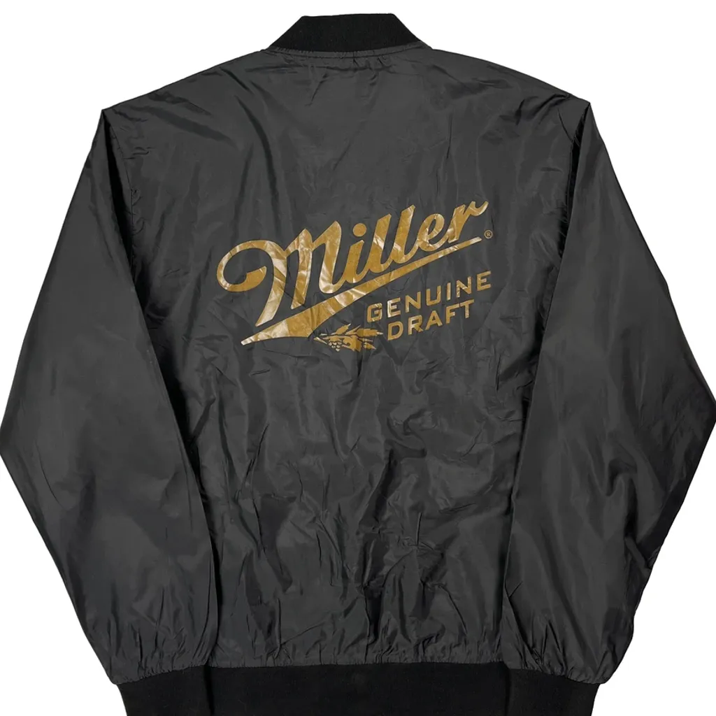 Miller Genuine Draft Brixton Satin Varsity Jacket - Large Black Polyester - Image 7