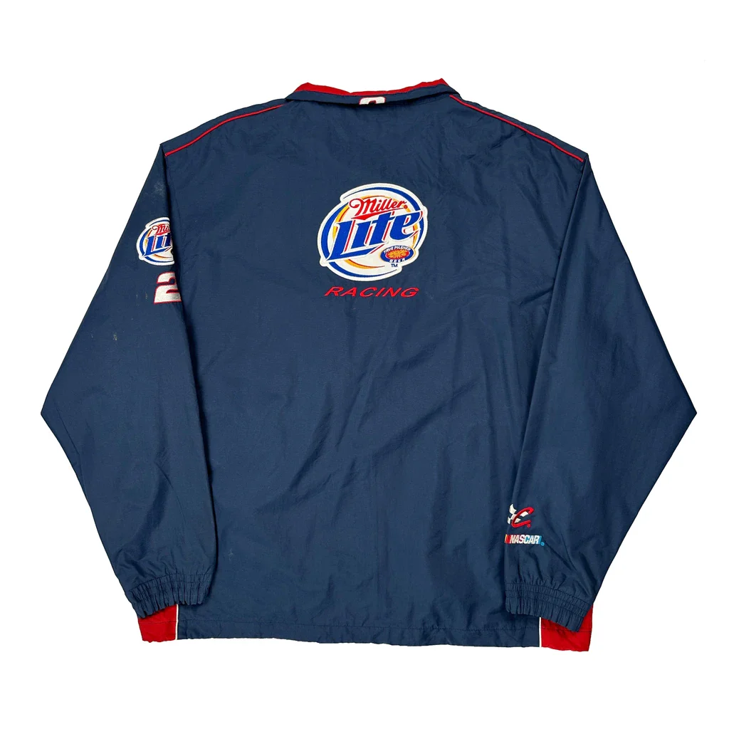 Miller Lite Racing Chase Authentics Nascar Windbreaker - Large Blue Nylon - Image 2