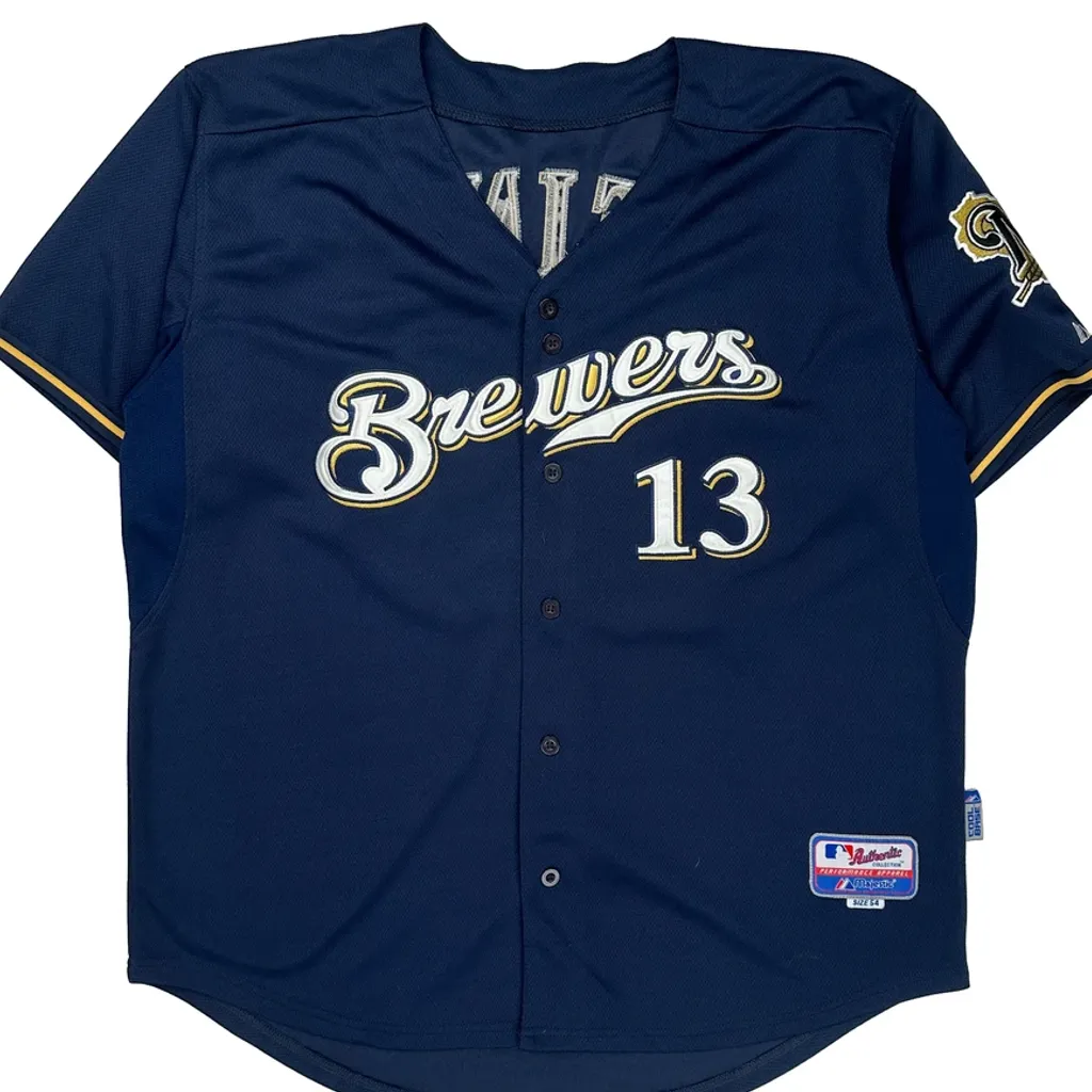 Milwaukee Brewers Majestic Mlb Jersey - 2XL Blue Polyester - Image 4
